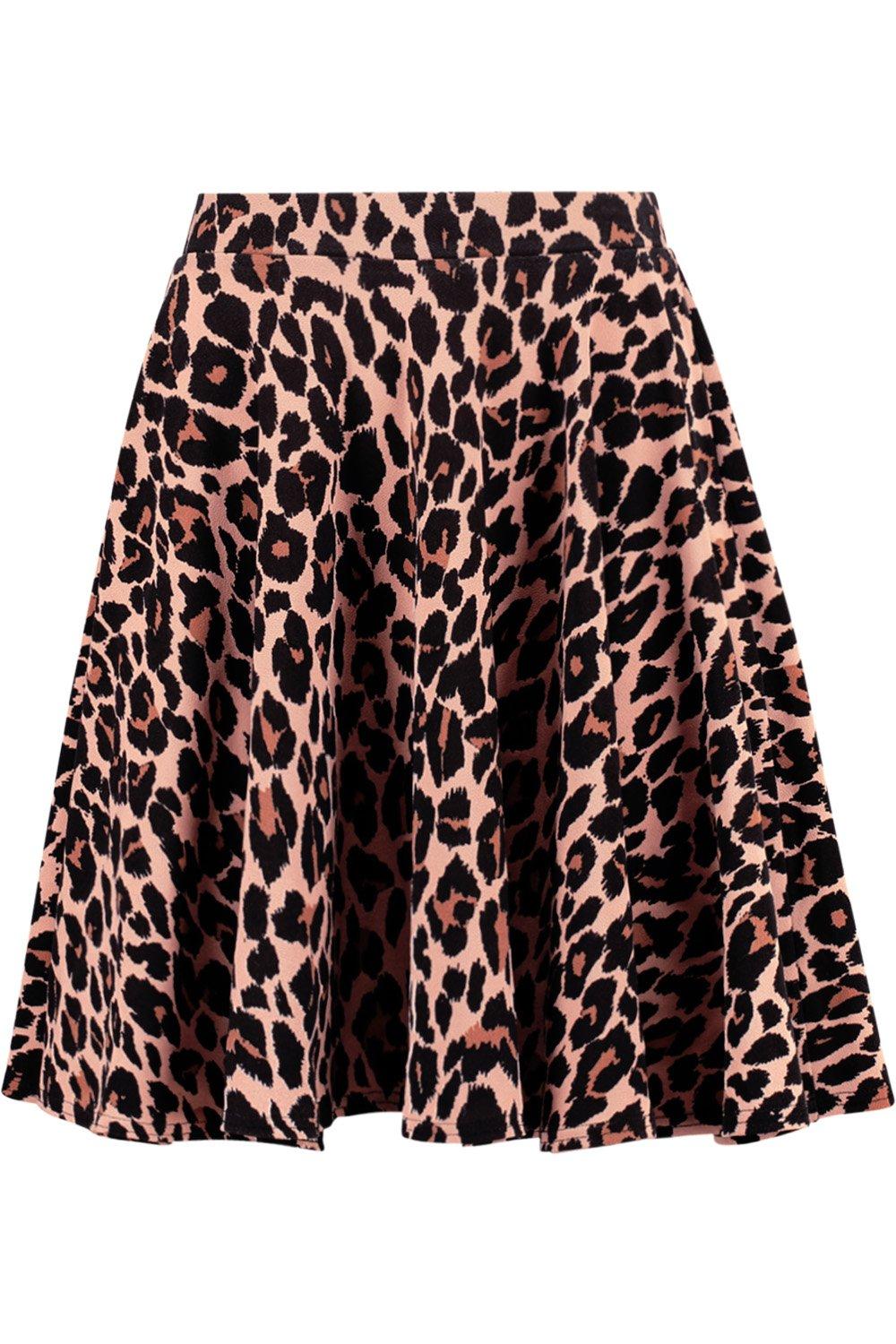 Leopard Print Mini Skater Skirt boohoo