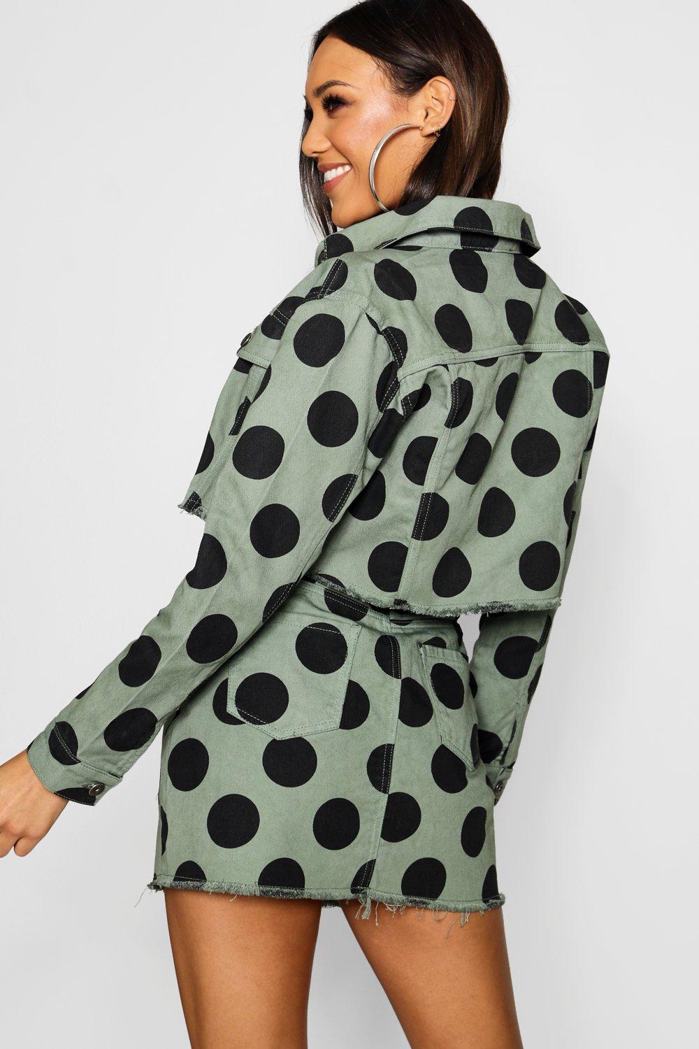 polka dot denim jacket