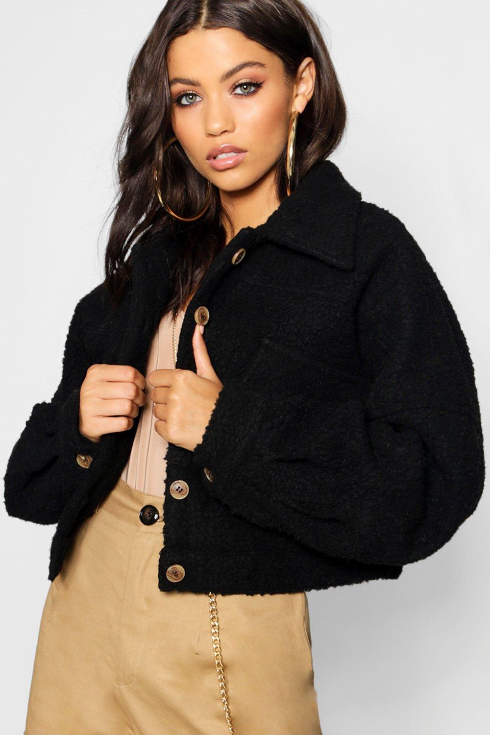 Women's Borg Trucker Jacket | Boohoo UK