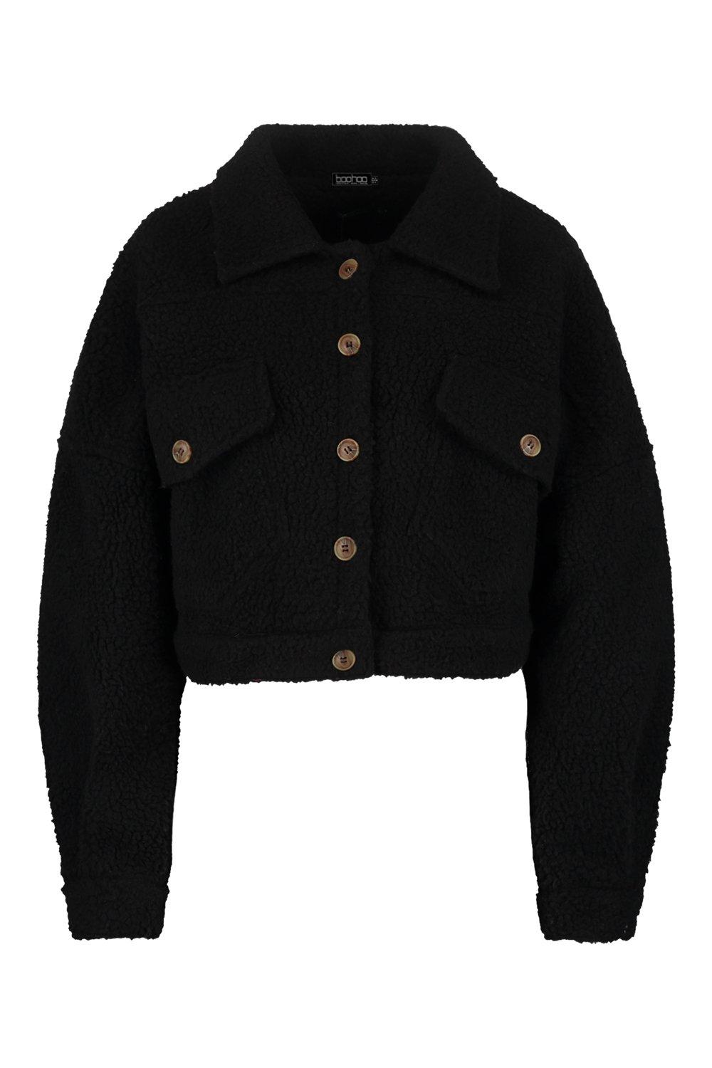 Black borg cropped trucker jacket online