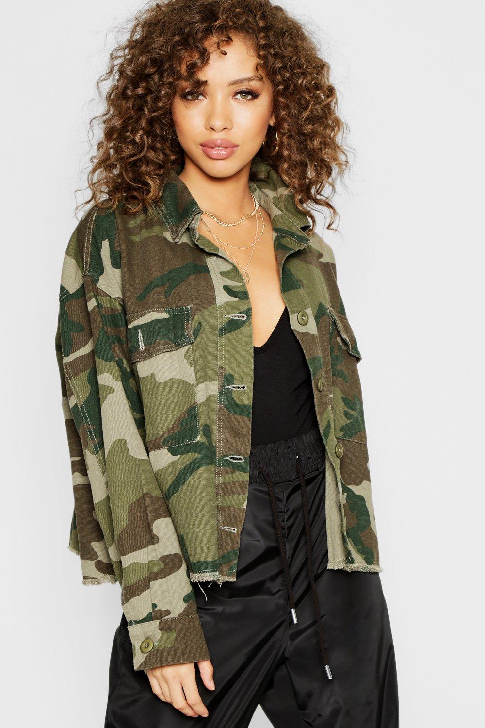 Women's Camo Utility Jacket | Boohoo UK