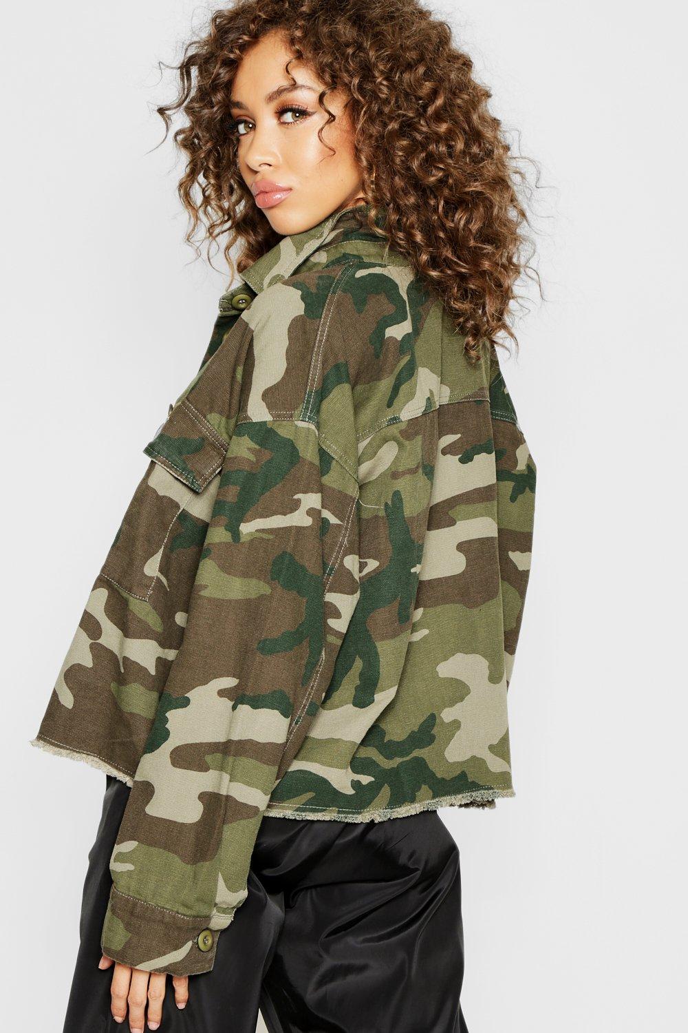 Khaki Camo Print Utility Jacket