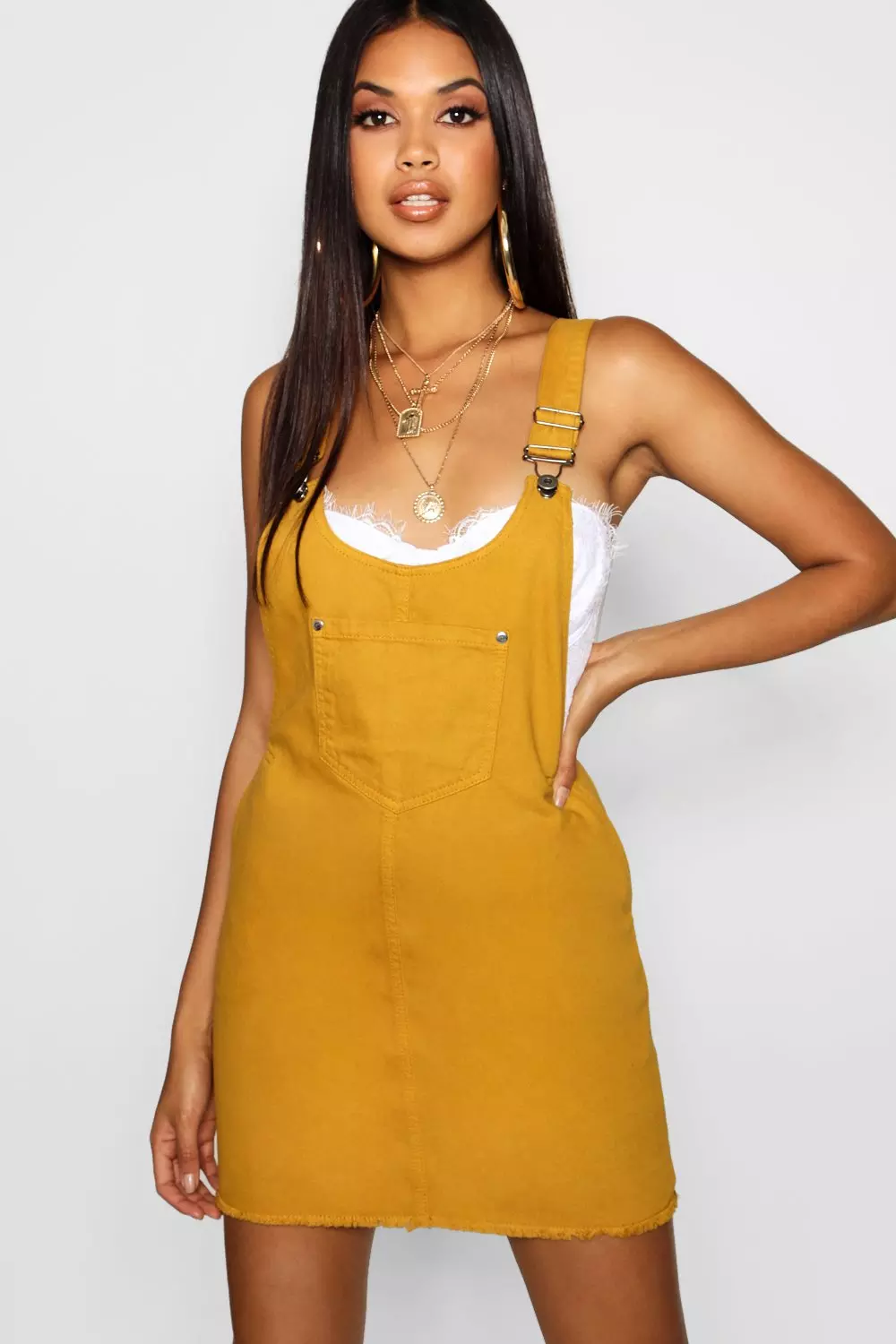 Yellow overall hot sale dress