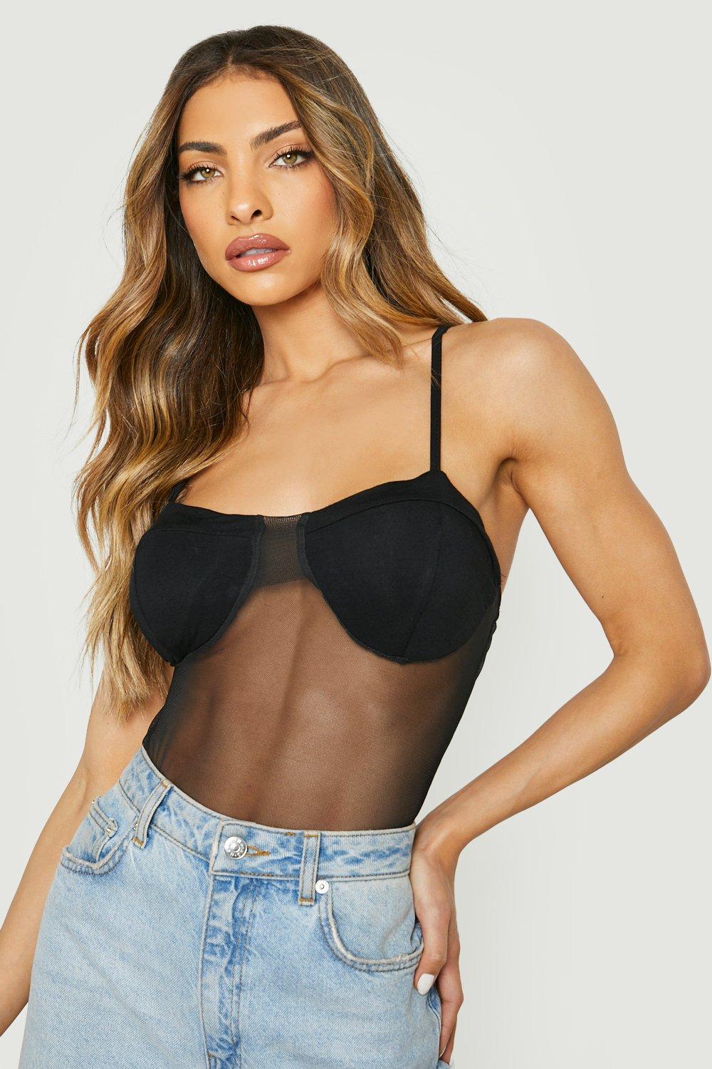 black cupped bodysuit