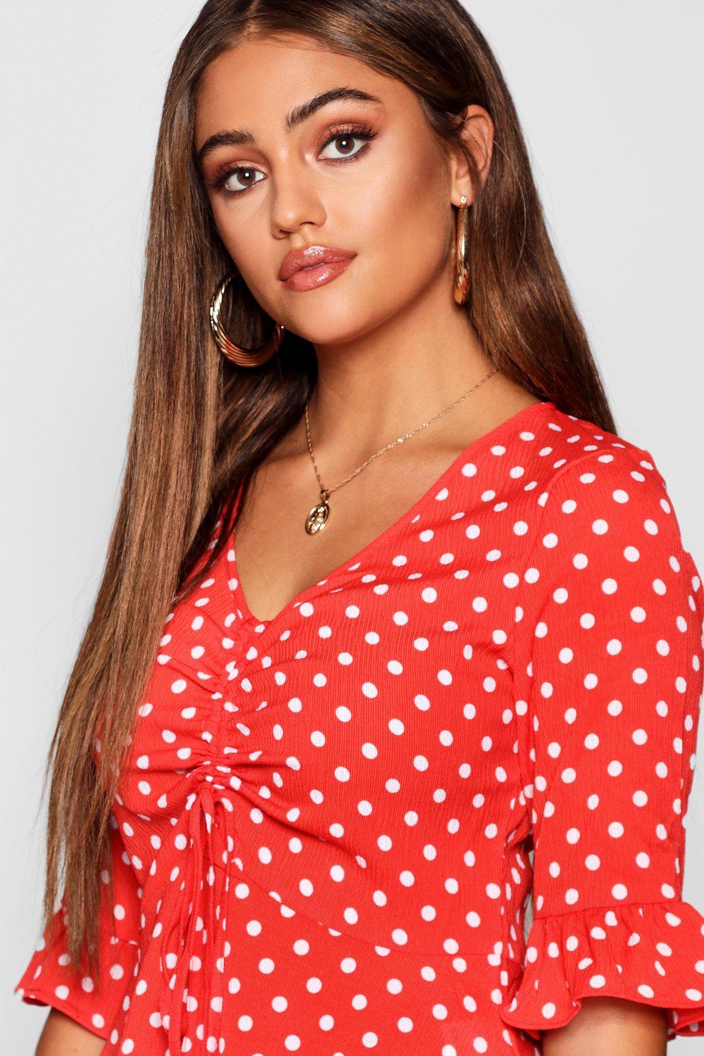 boohoo polka dot blouse