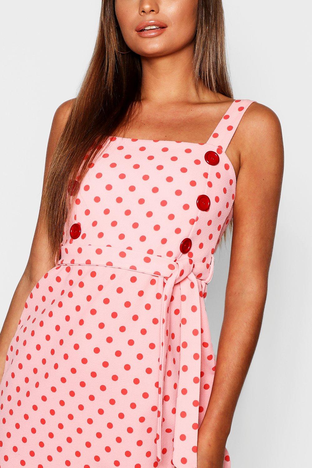 Boohoo red outlet polka dot dress