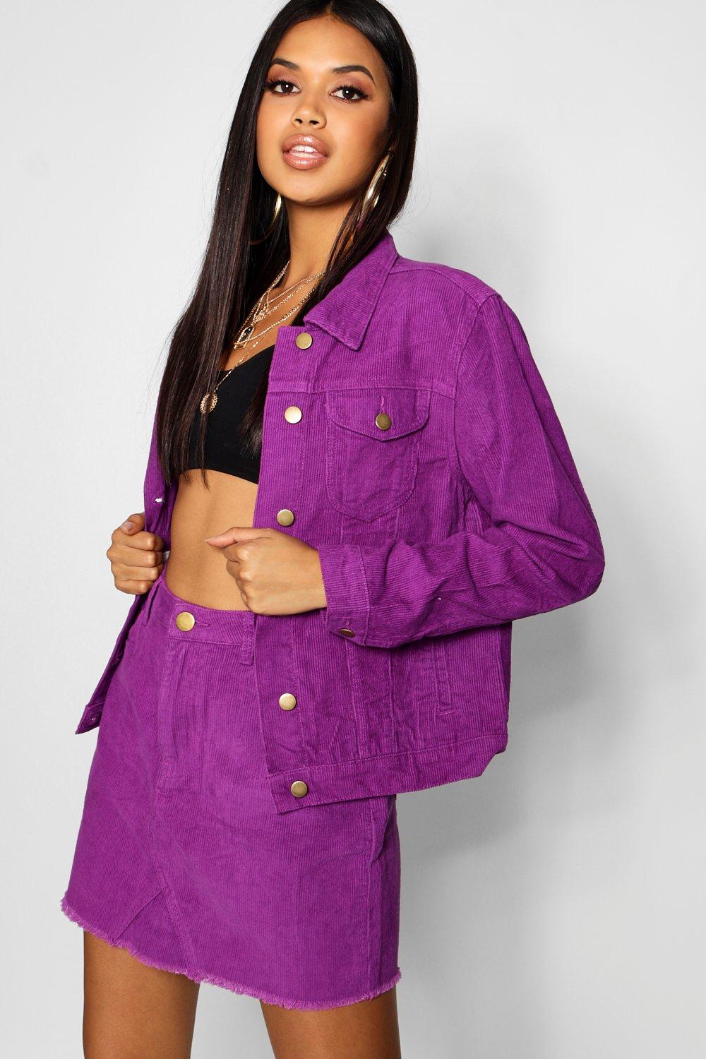 Cord Purple Denim Jacket | boohoo Canada