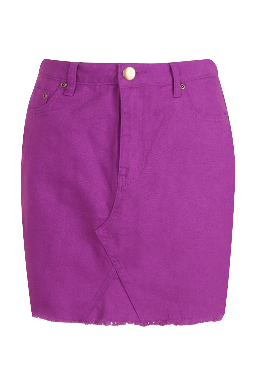 purple denim skirt