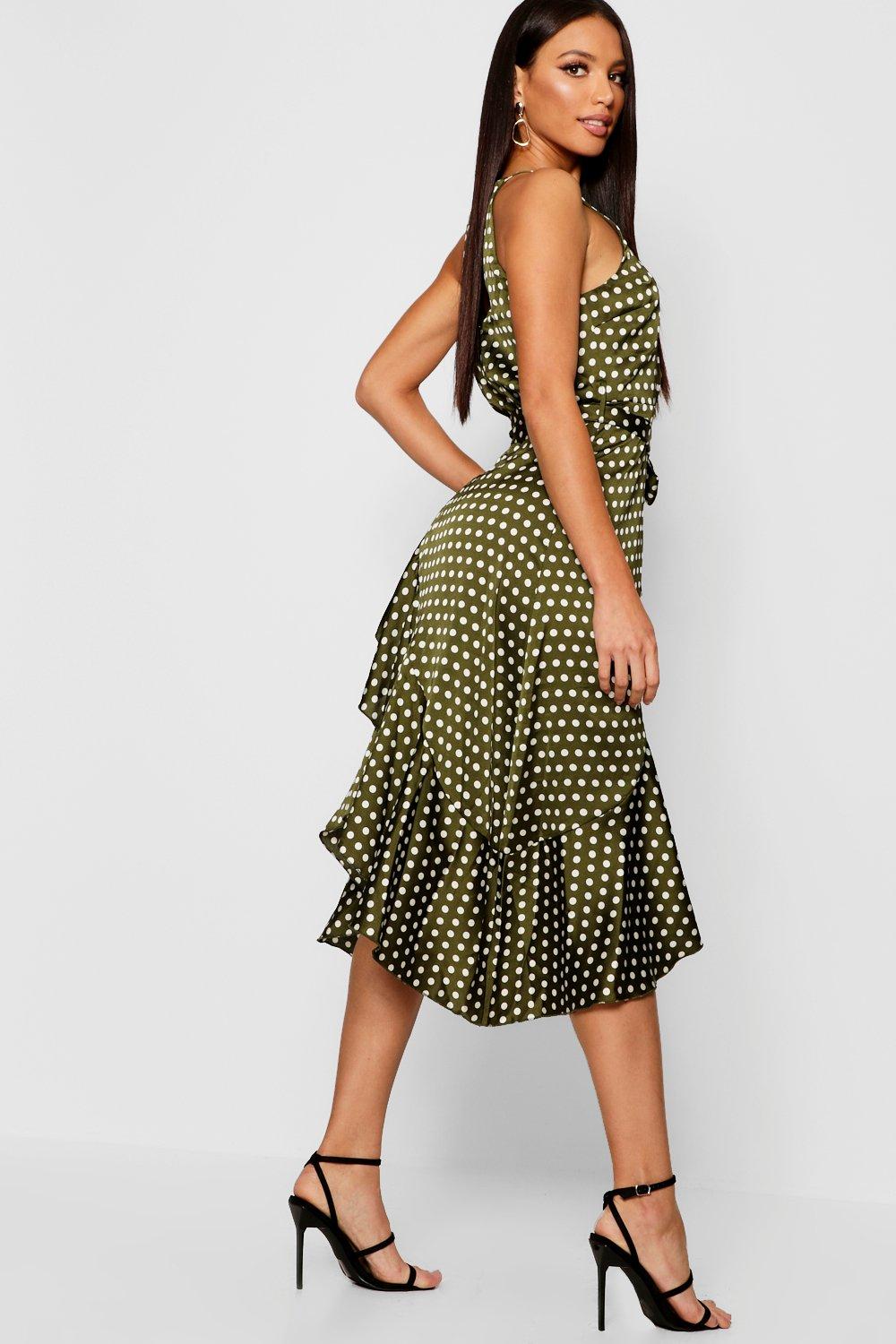 Green satin on sale polka dot dress