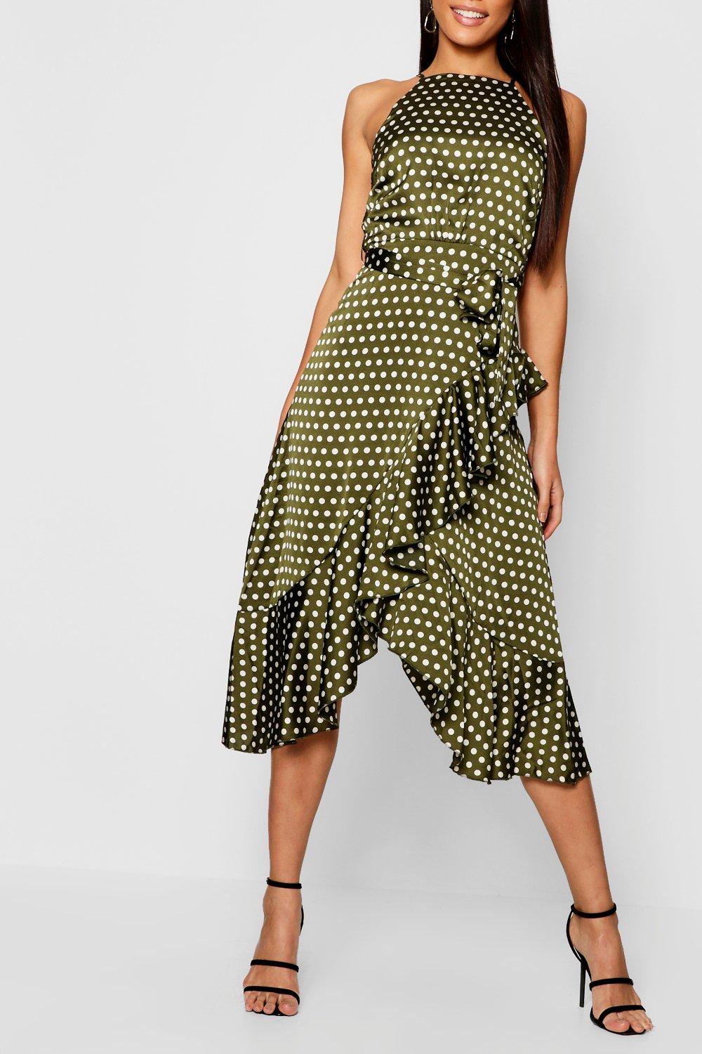 Boohoo satin hotsell polka dot dress