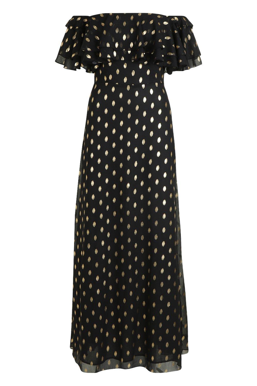 boohoo metallic spot dress