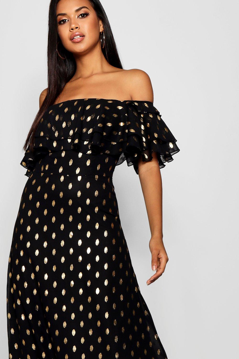 Boohoo metallic spot dress hotsell