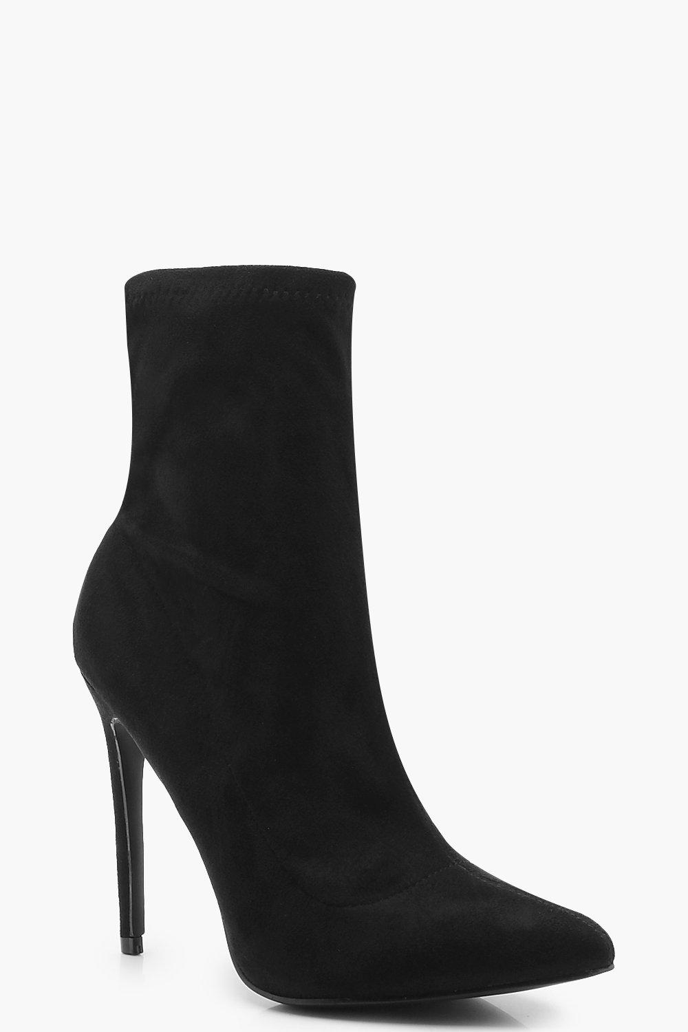 pointed black sock boots