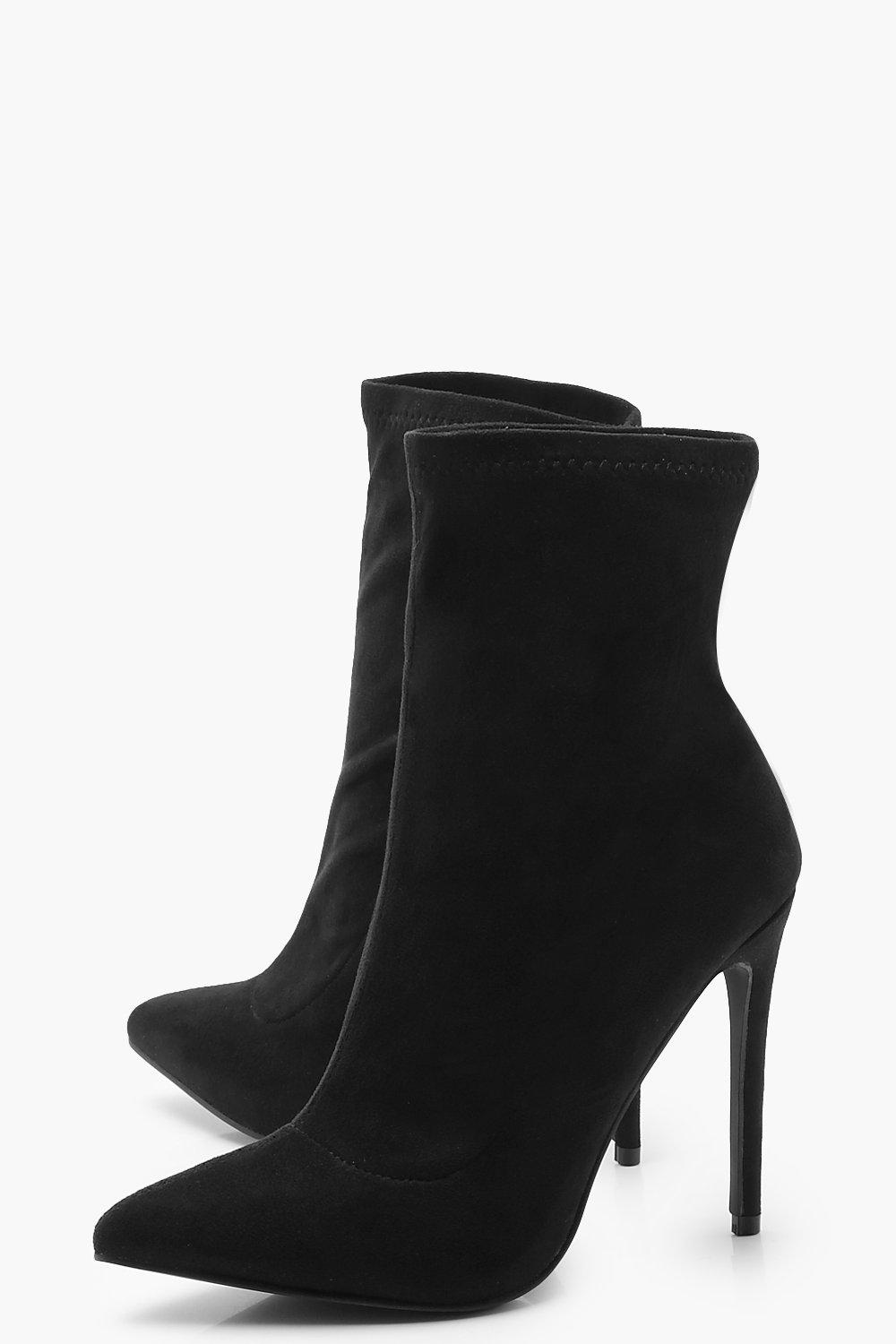 Pointed Toe Stiletto Sock Boots boohoo IE