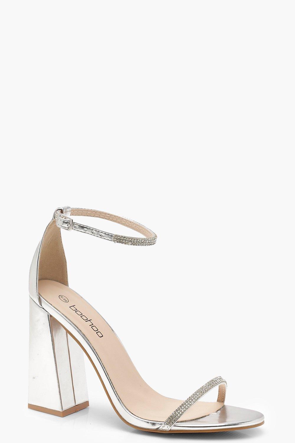 boohoo silver block heels