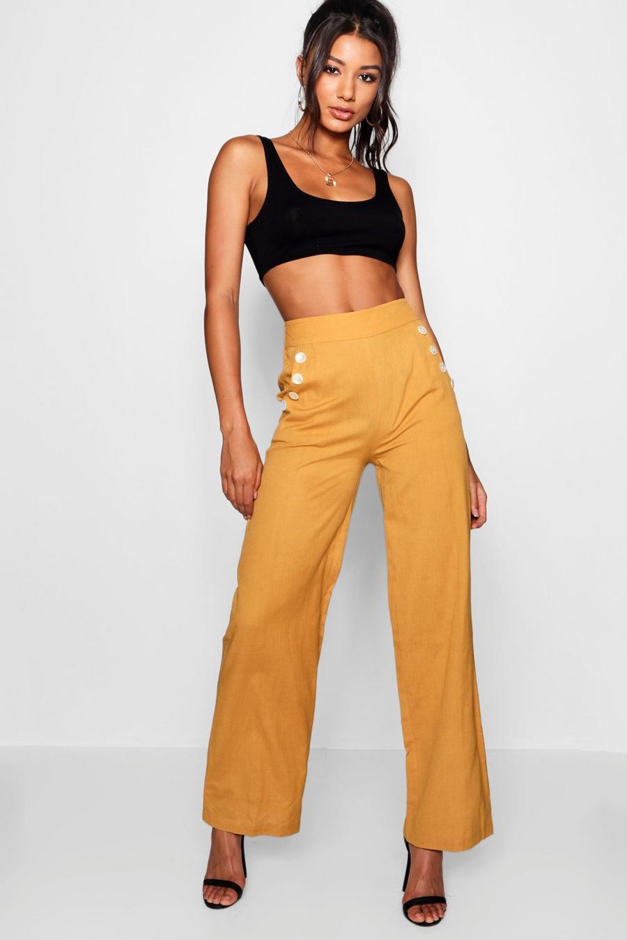 Mustard Linen Trousers image number 1