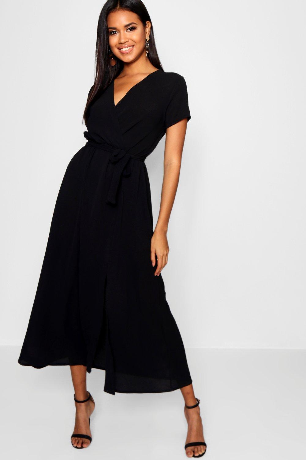 Boohoo wrap maxi hot sale dress