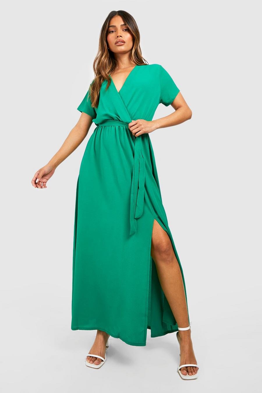 Green grön Maxiklänning i omlottmodell image number 1