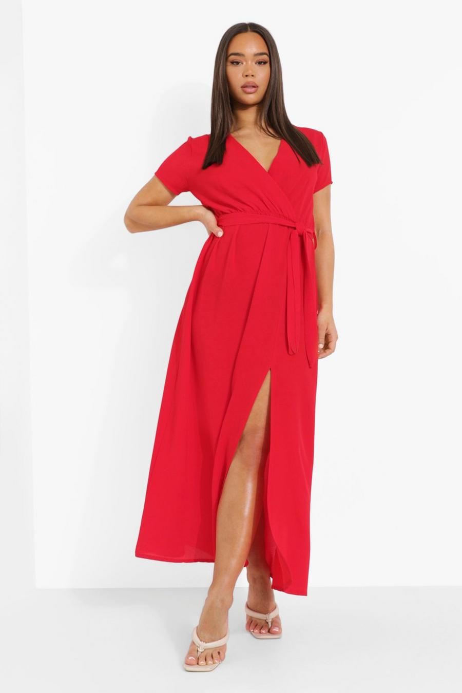 Red Wrap Maxi Dress image number 1
