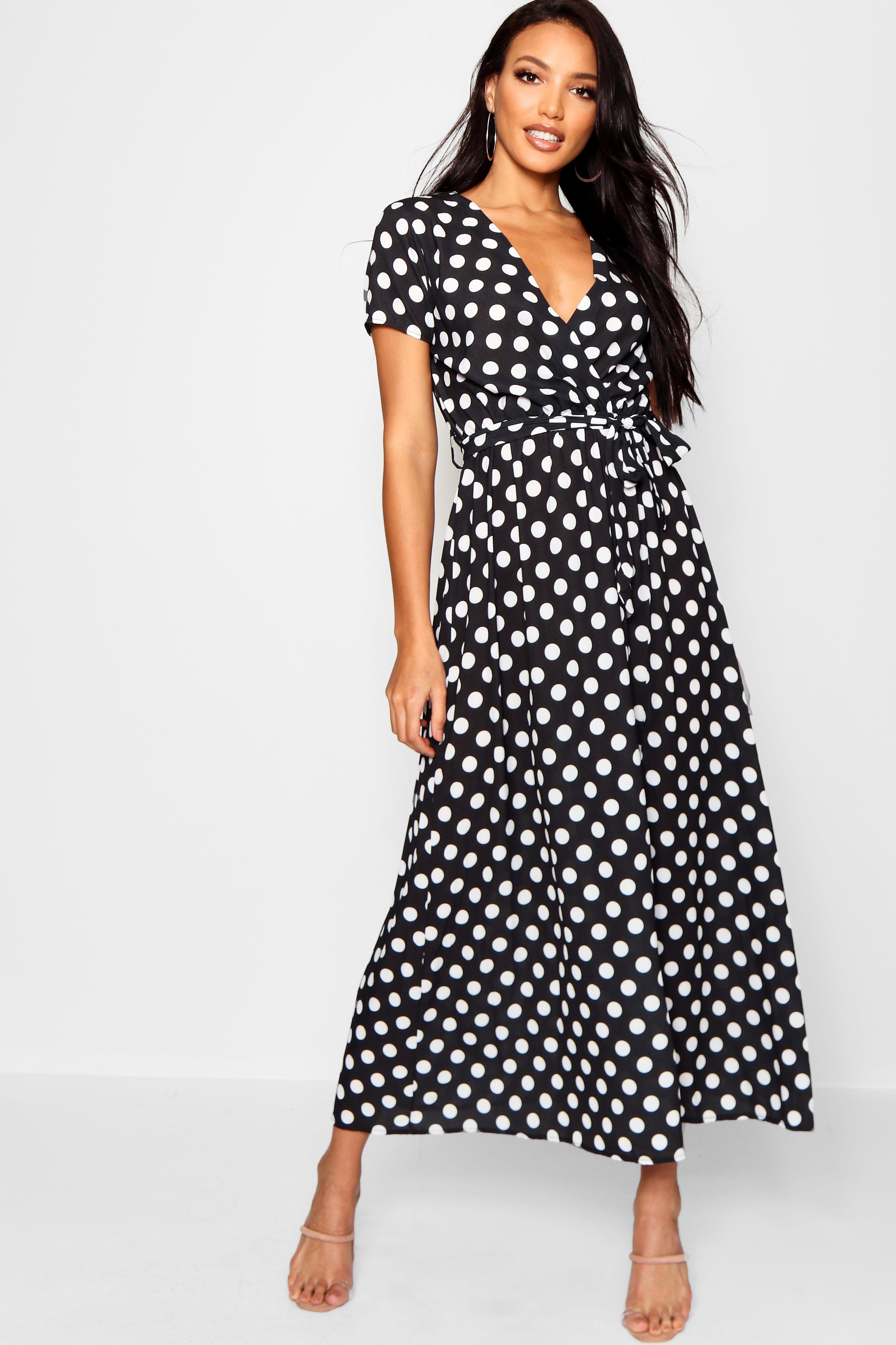 white polka dot maxi dress uk