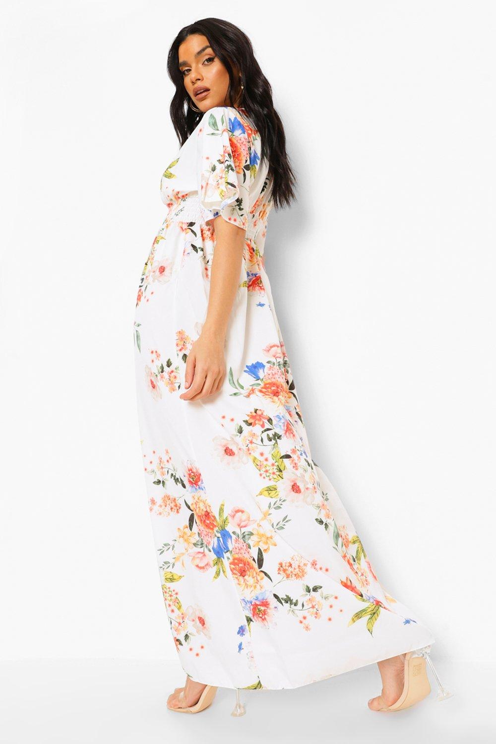 cap sleeve floral maxi dress