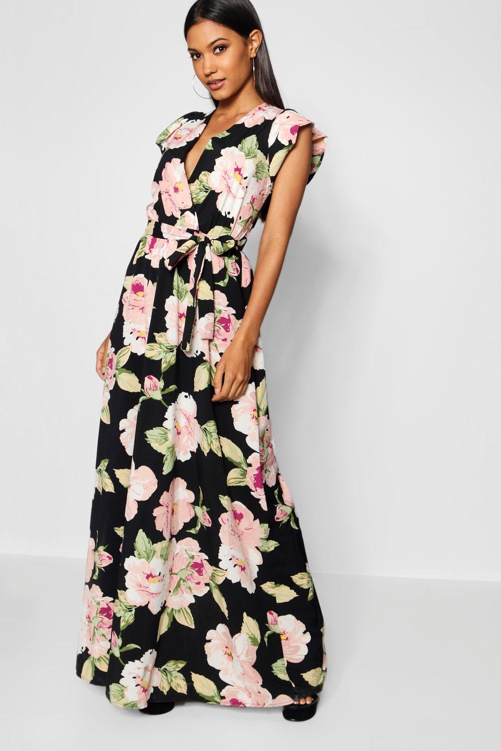 printed wrap maxi dress