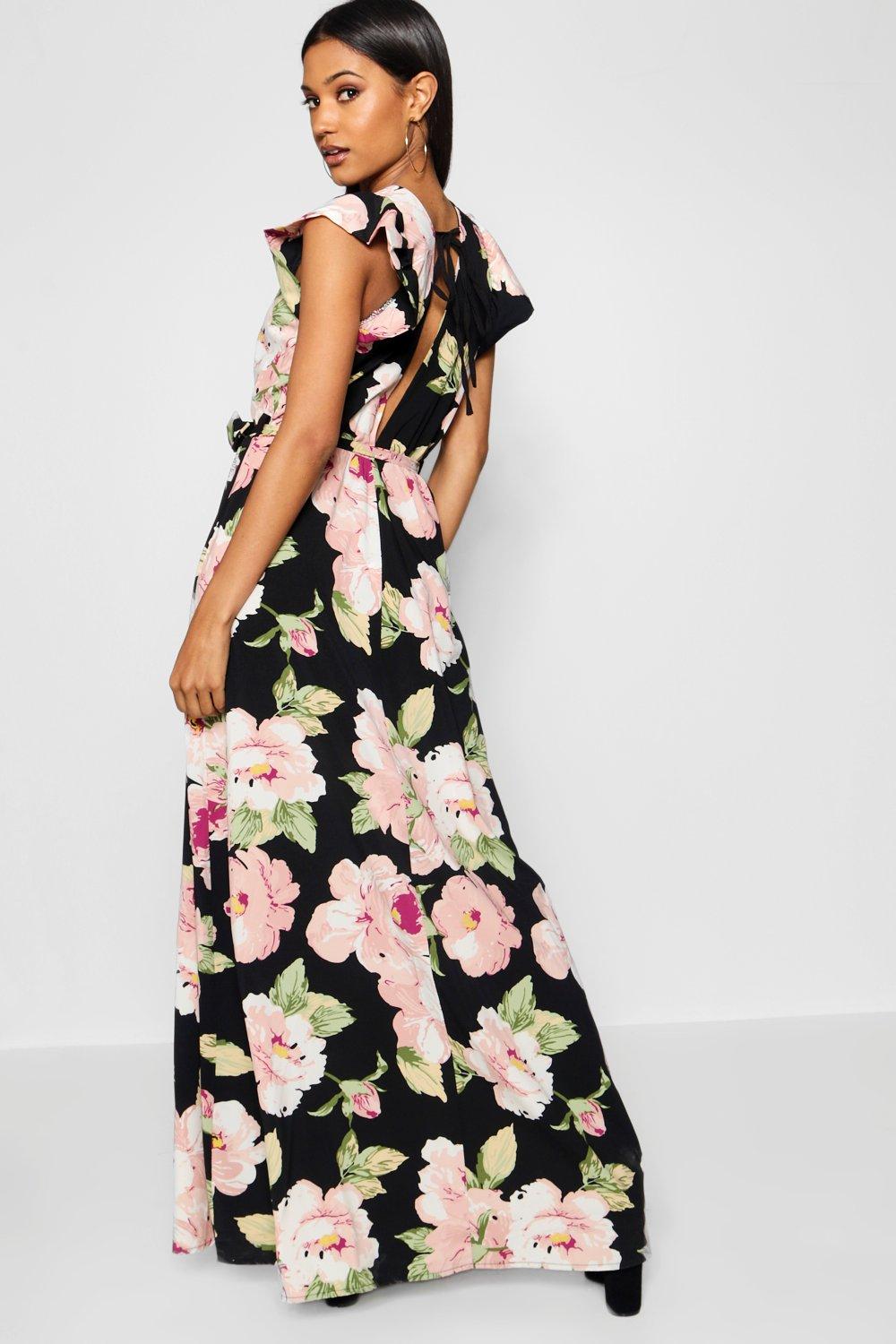 rose print wrap dress