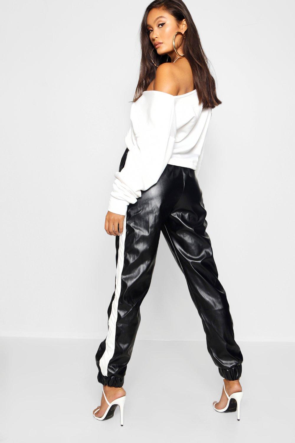 boohoo leather joggers