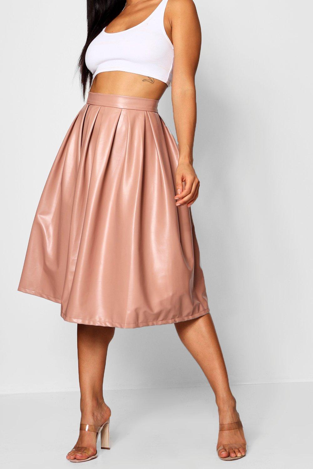 pleated midi skater skirt