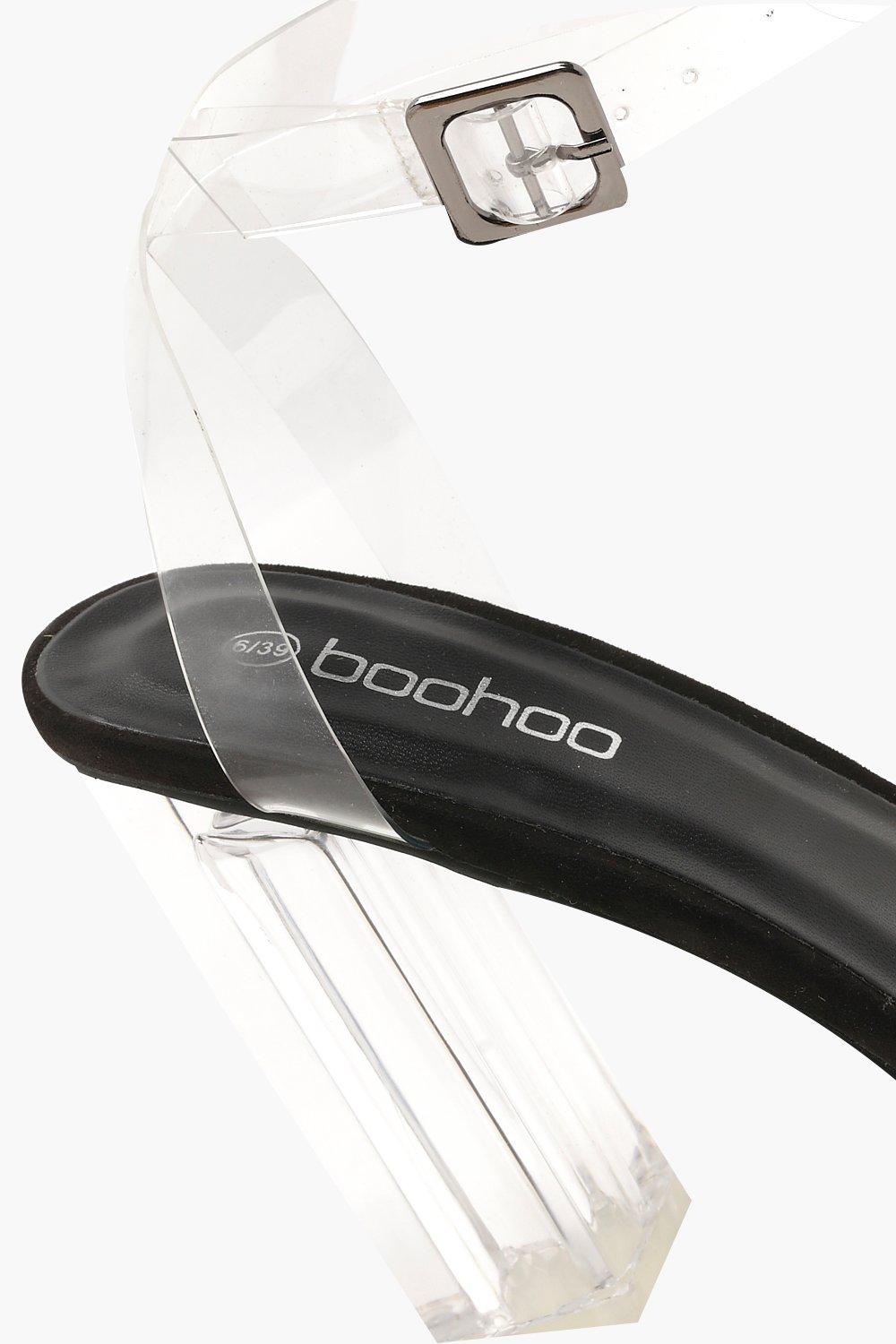 Clear Barely There Block Heels boohoo USA
