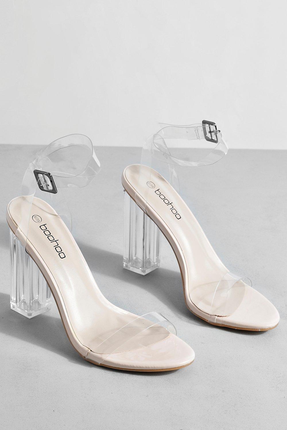 Clear Block Barely There Heels boohoo