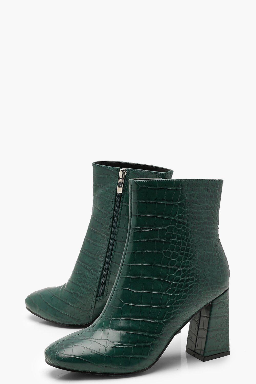 Green croc best sale ankle boots