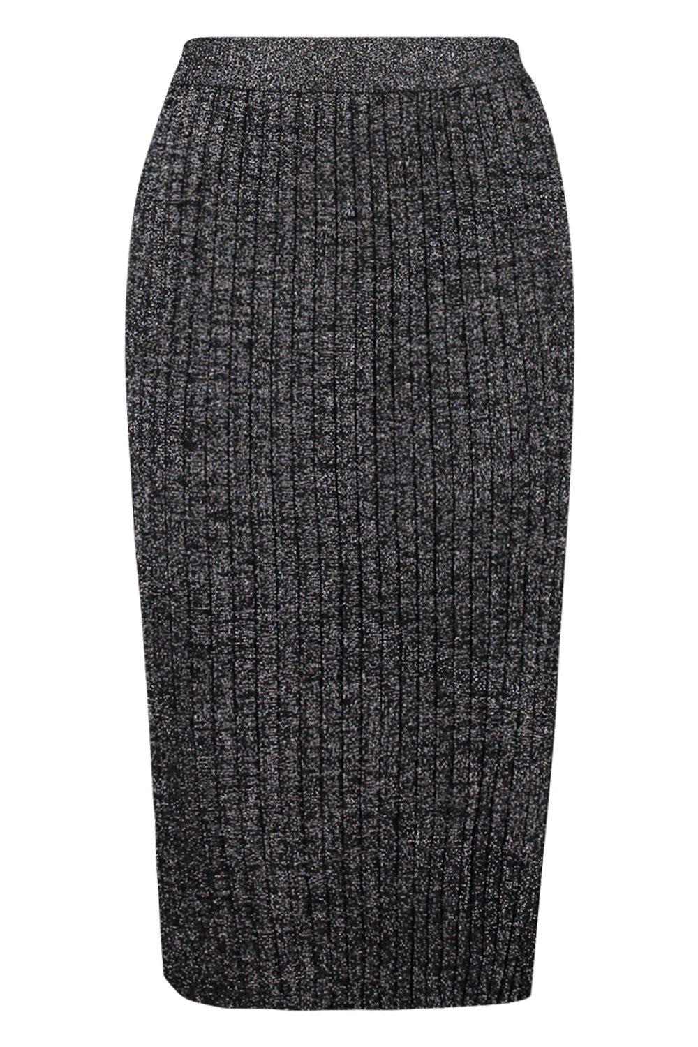 Metallic knit outlet midi skirt