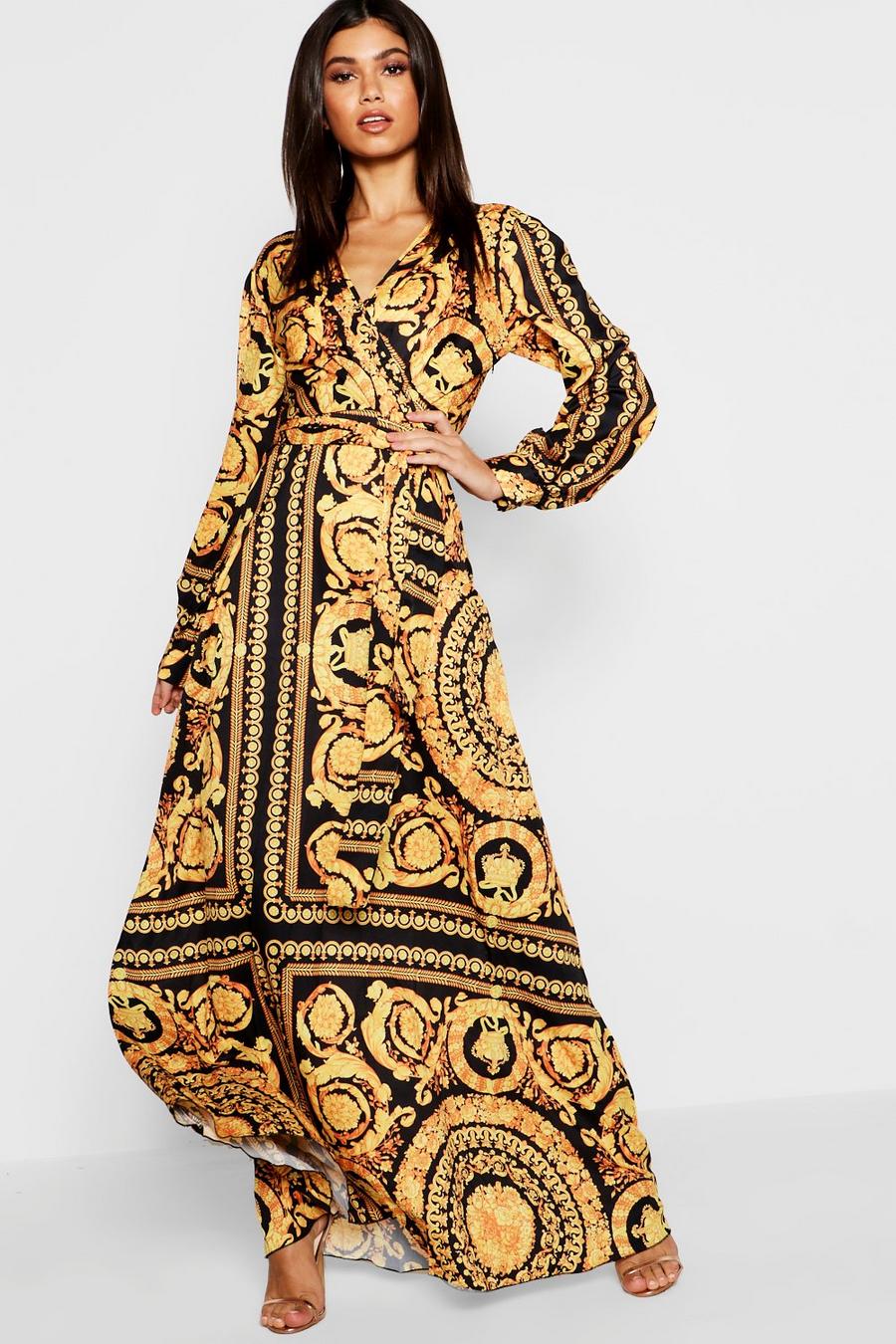 Scarf Print Woven Wrap Maxi Dress image number 1