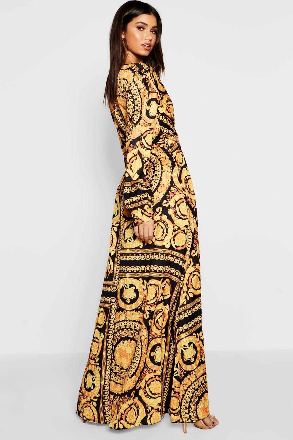 Boohoo scarf hotsell print maxi dress