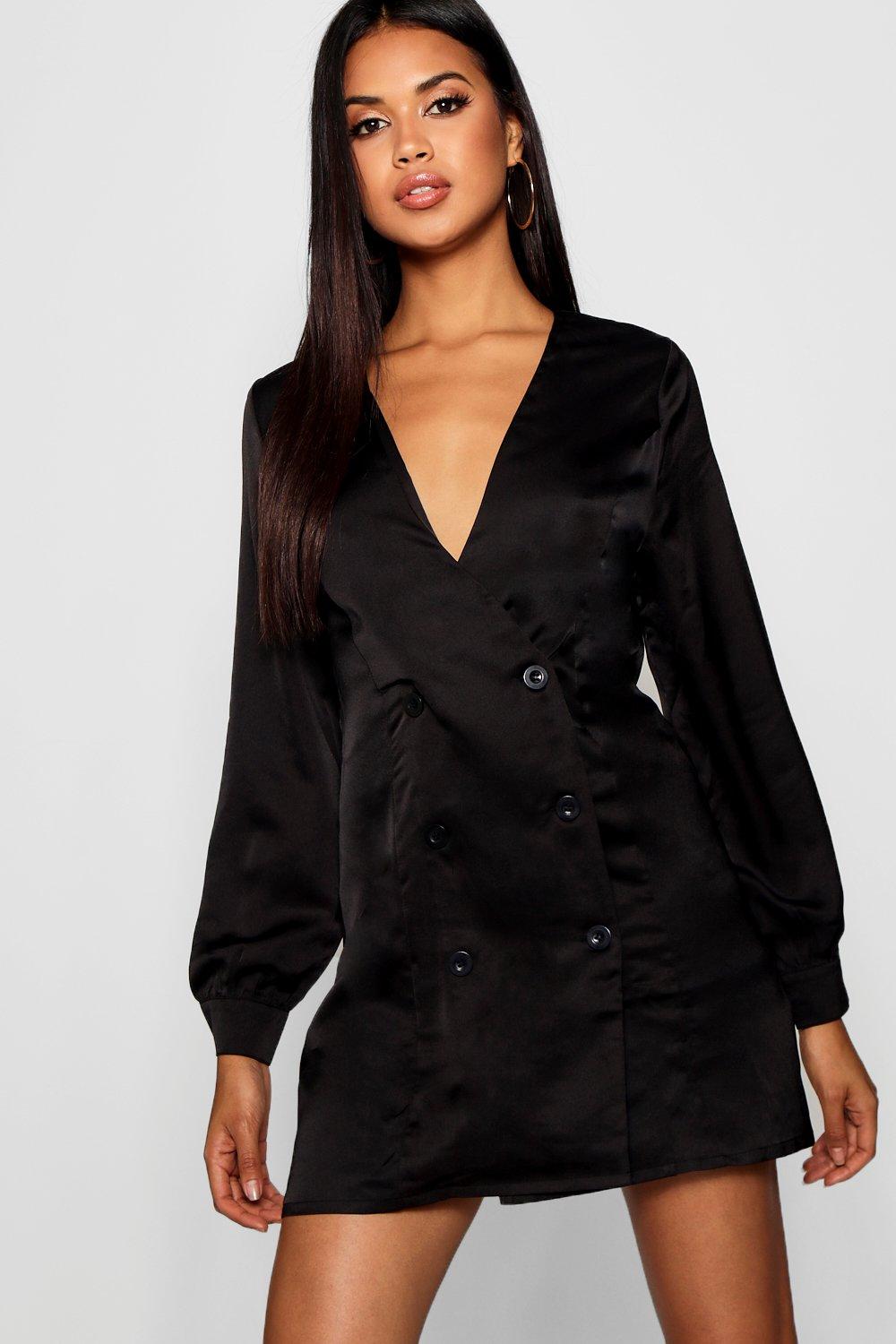 black satin blazer dress