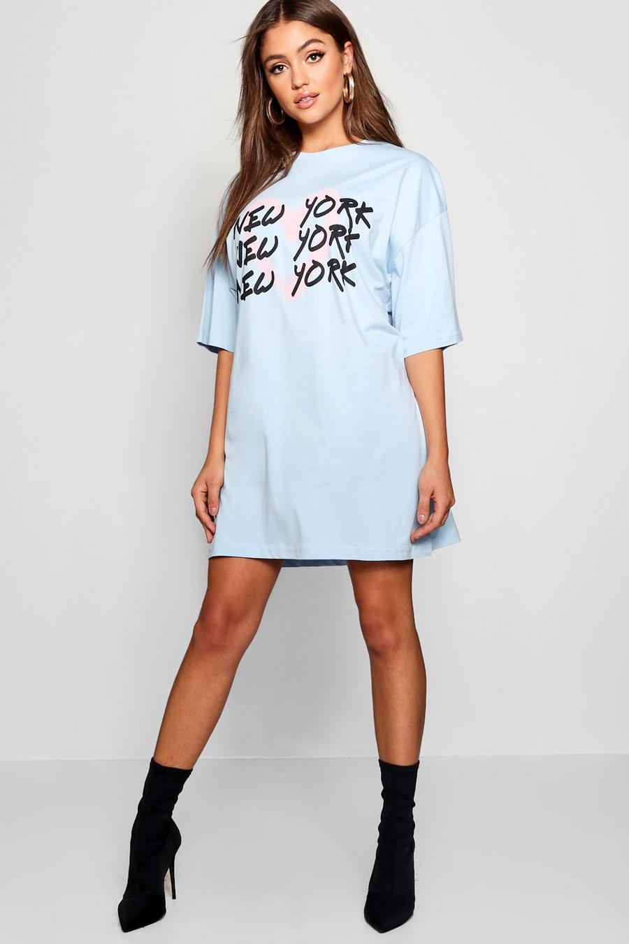 Robe T-Shirt oversize Graffiti New York, Bleu image number 1