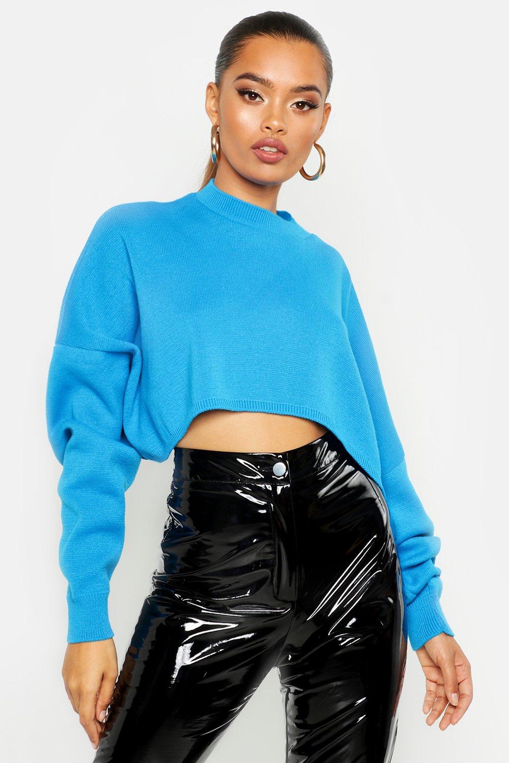 Women s Oversized Sleeve Crop Boxy Jumper Boohoo UK