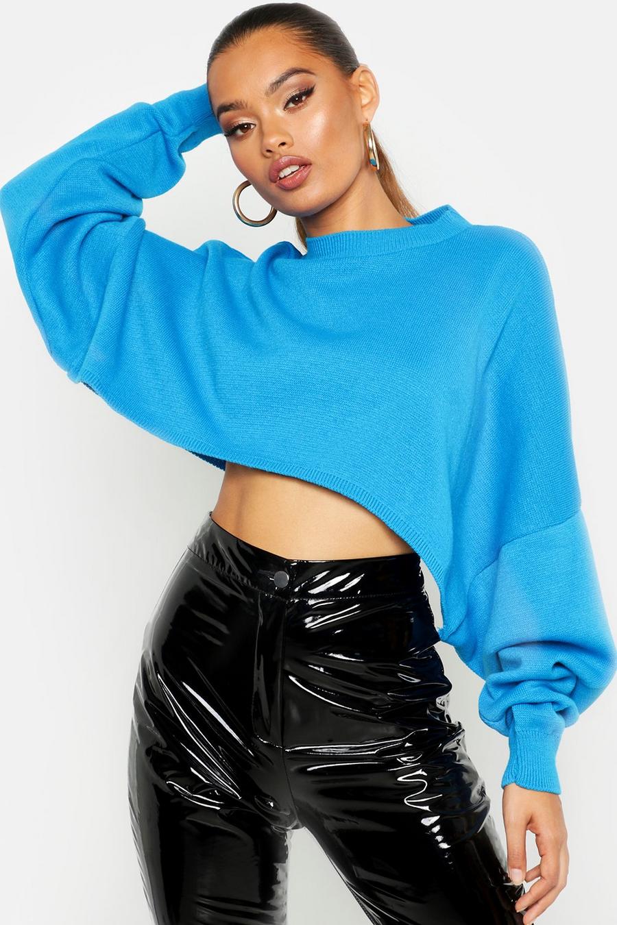 Peacock Oversized Sleeve Crop Boxy Jumper image number 1