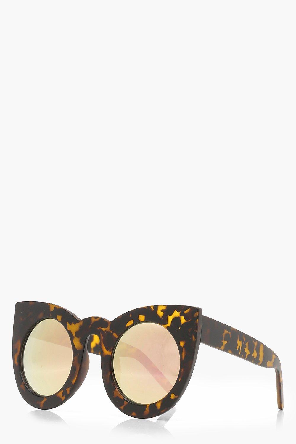Mirrored Lens Tortoiseshell Cat Eye Sunglass