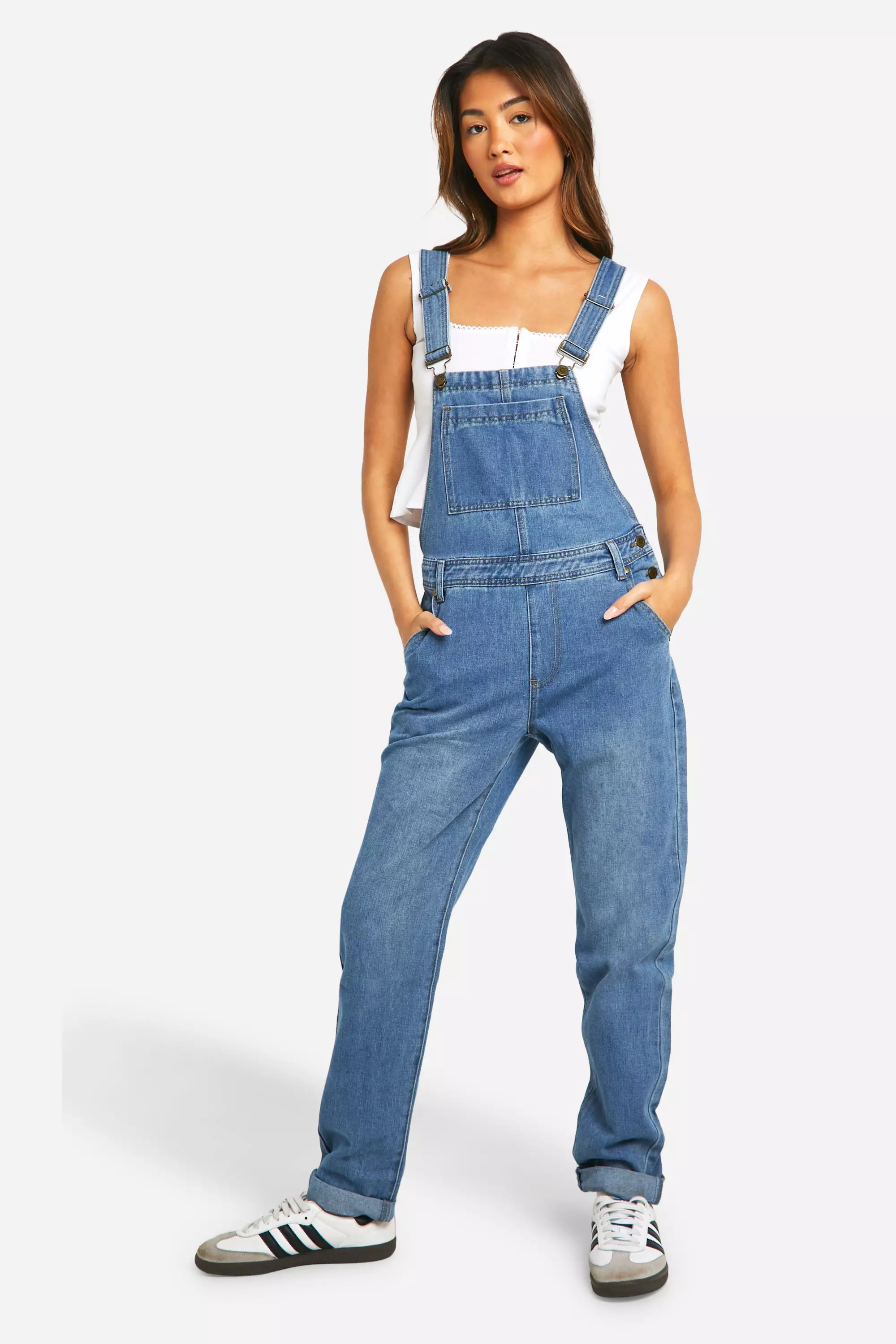 boohoo.com | Boyfriend Denim Overalls
