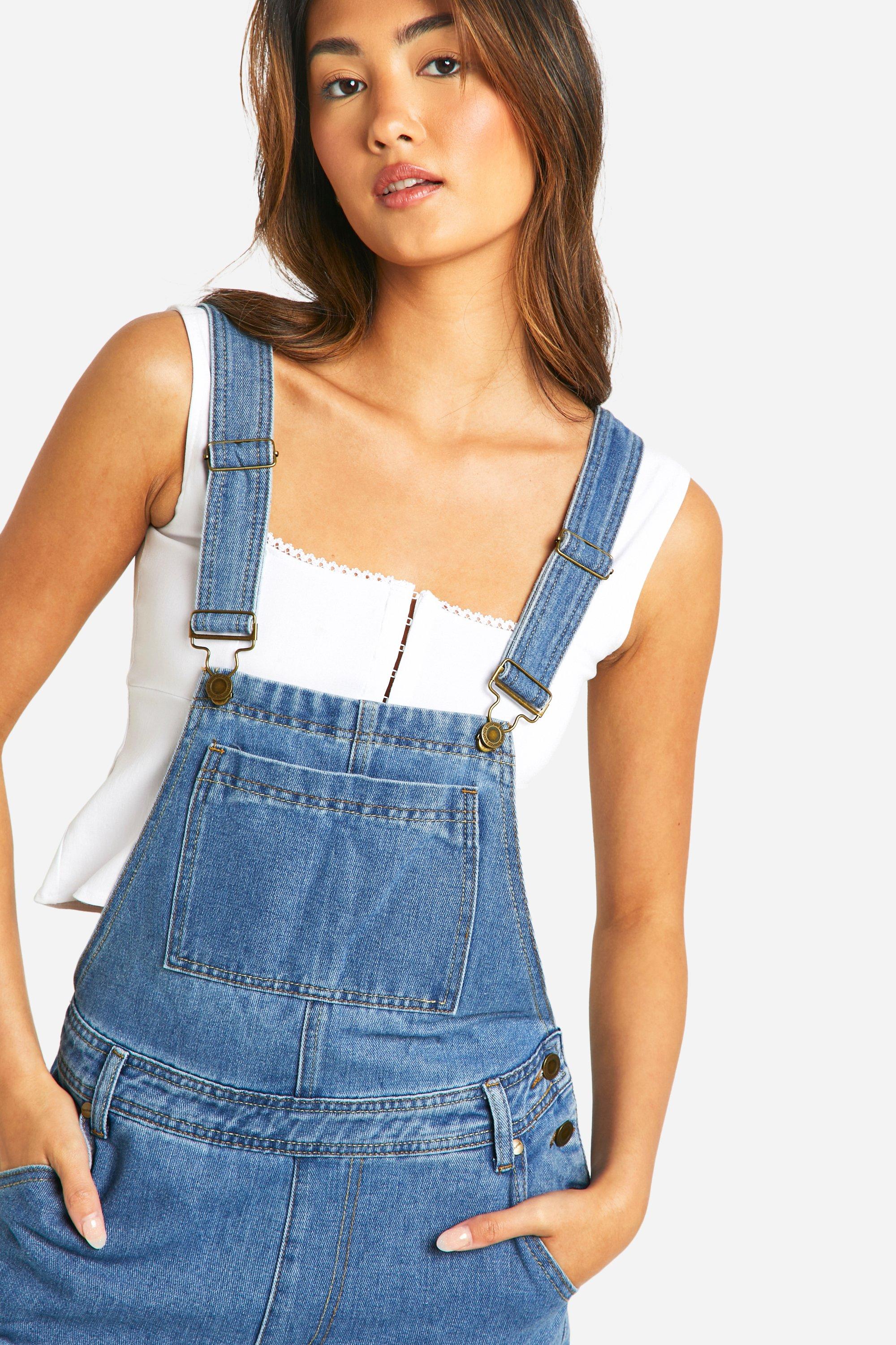 Women's Boyfriend Denim Dungarees | Boohoo UK