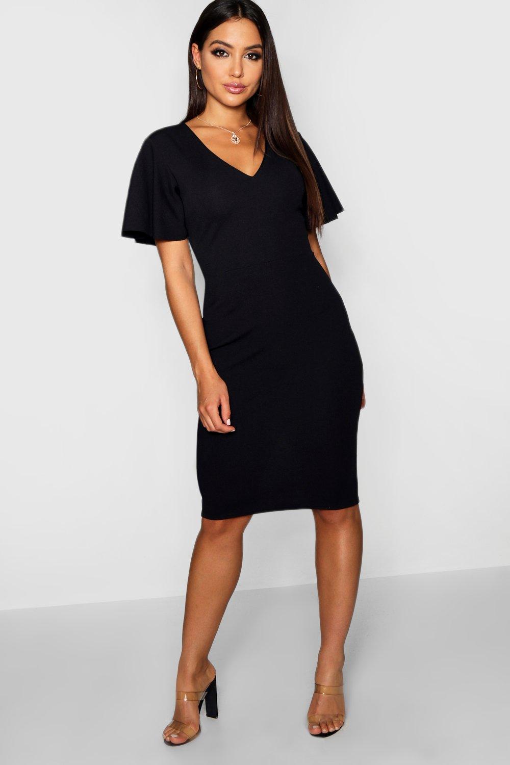 angel sleeve v neck dress