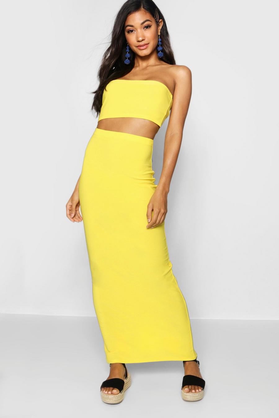 Yellow Basic Jersey Maxi Skirt image number 1