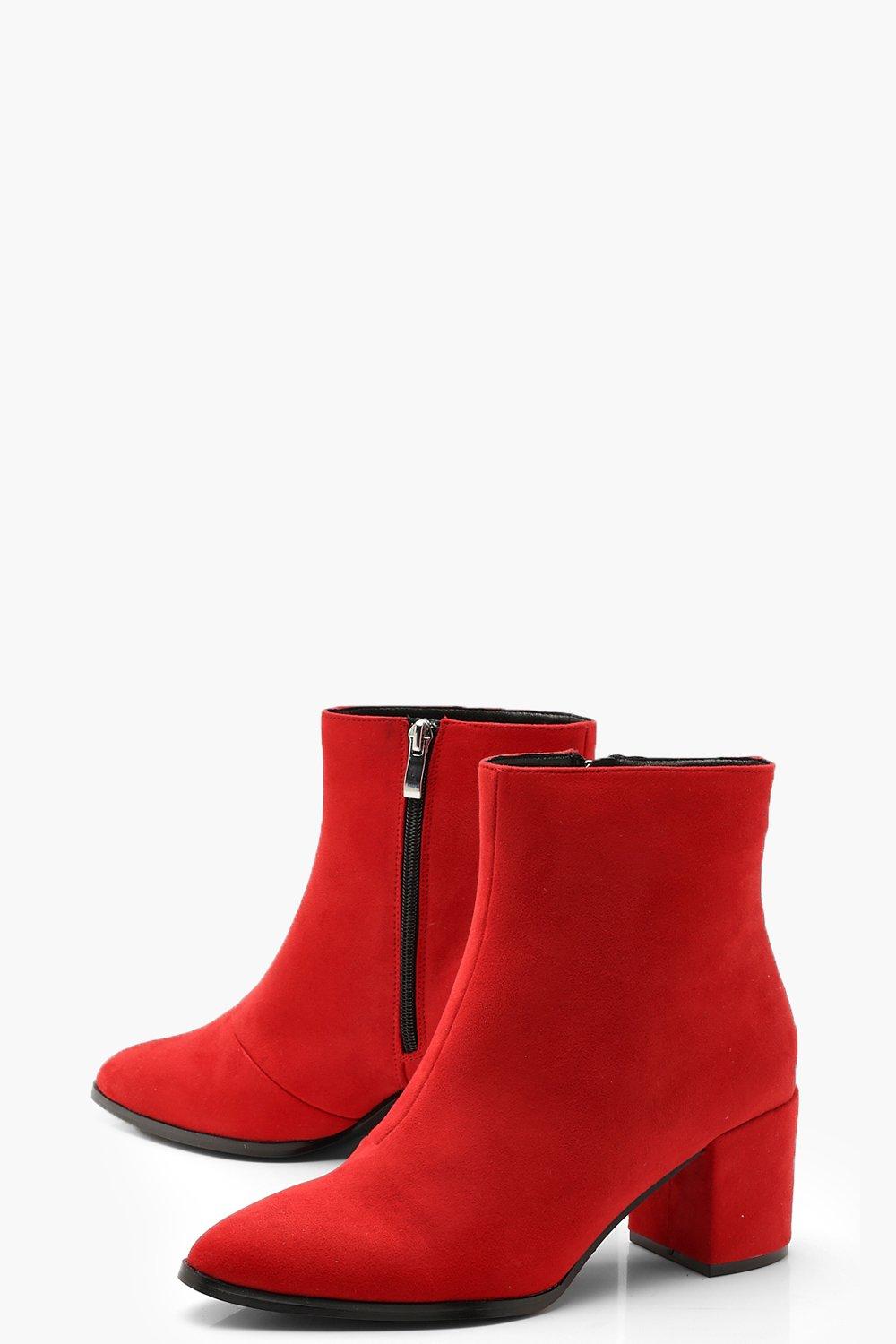 red wide fit block heels