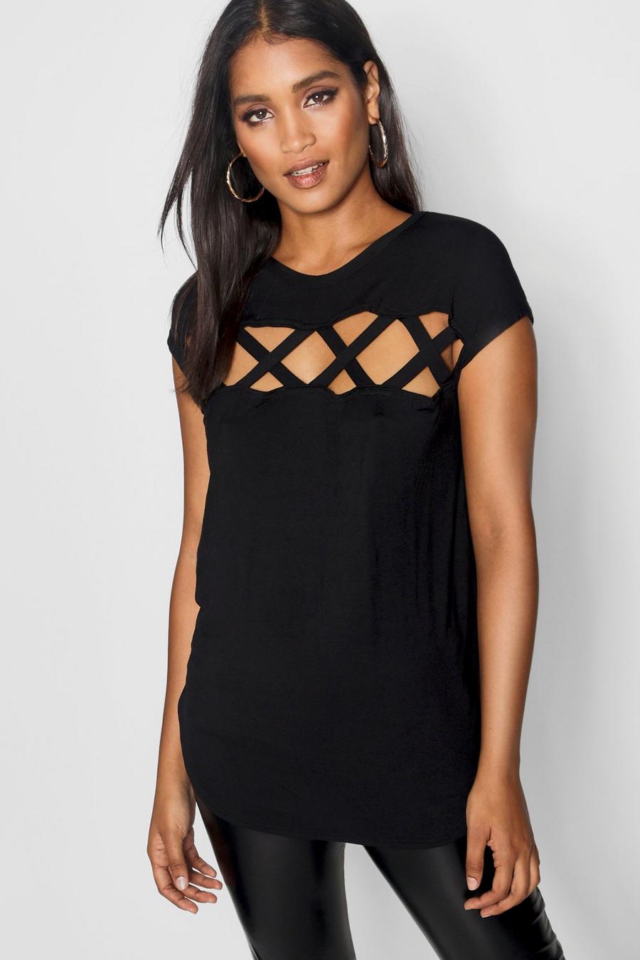 Black Strappy T-Shirt image number 1