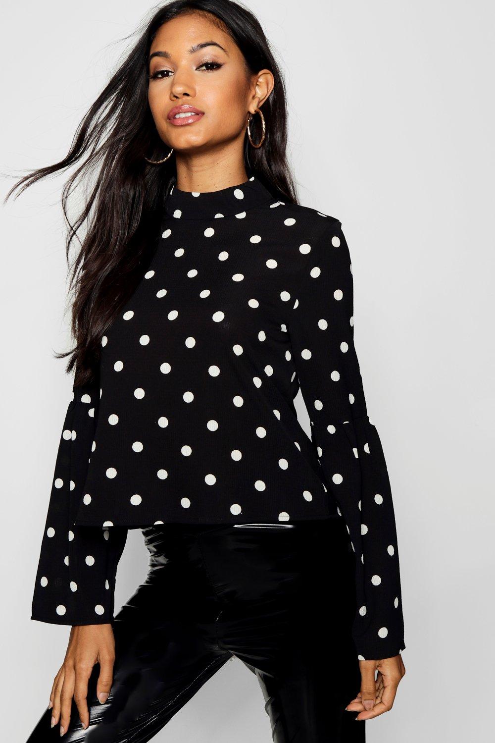 boohoo polka dot blouse