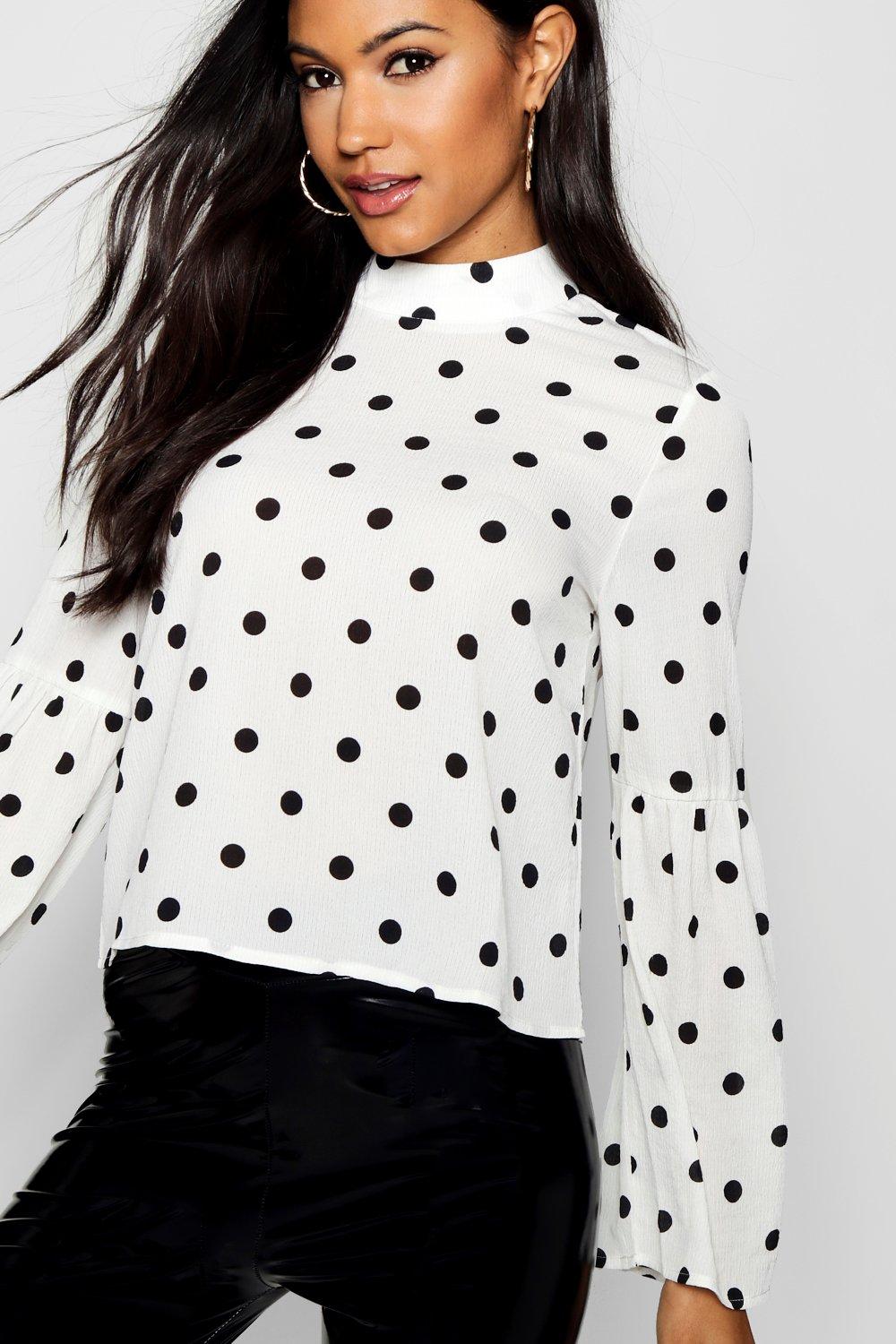 boohoo polka dot blouse