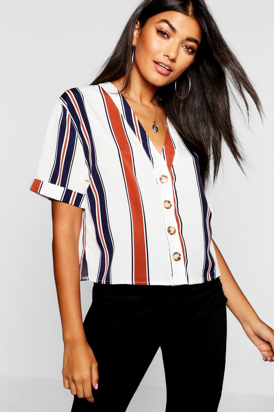 Stripe Button Through Blouse image number 1