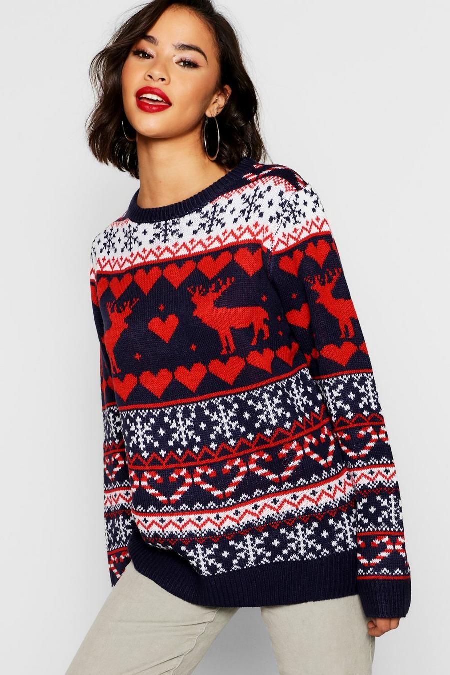 Red Fairisle Festive Christmas Sweater image number 1